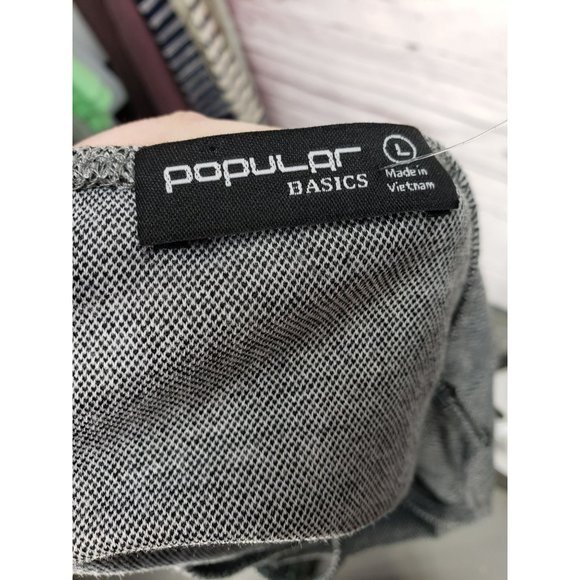 Popular Basic Women's Chevron Black White Cropped Fitted Tank Top Size Large - Picture 3 of 10